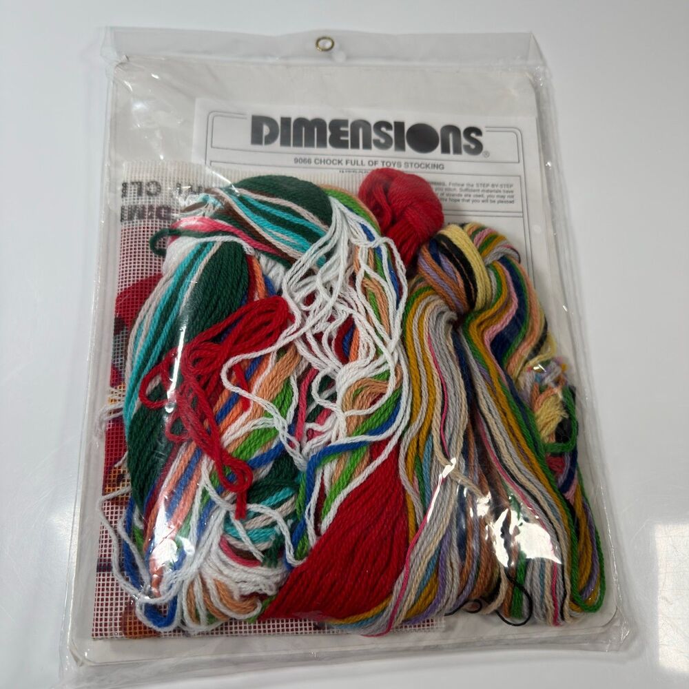 VTG DIMENSIONS Needlepoint Christmas Stocking Kit CHOCK FULL OF TOYS SEALED NEW - Picture 2 of 8